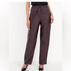 High waisted faux leather ankle trouser